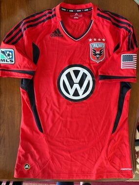 adidas Red DC United Soccer Jersey with White Logo
